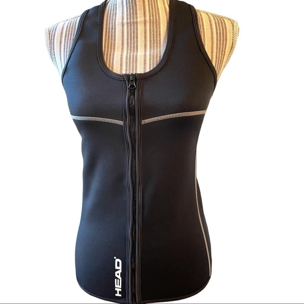 𝅺head, sauna suit, size large, waist trainer, weight loss top,